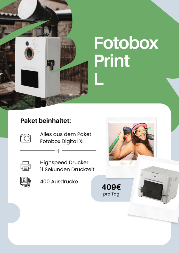 Preise Fotobox mieten Lais Photobooth Paket Fotobox Print L 409€