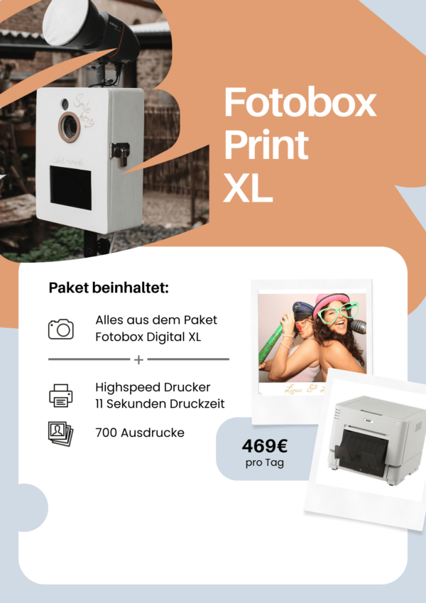 Preise Fotobox mieten Lais Photobooth Paket Fotobox Print XL 469€